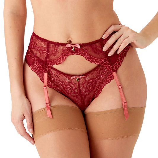 Gossard Superboost Lace Garter Belt Cranberry/Raspberry Sorbet-0