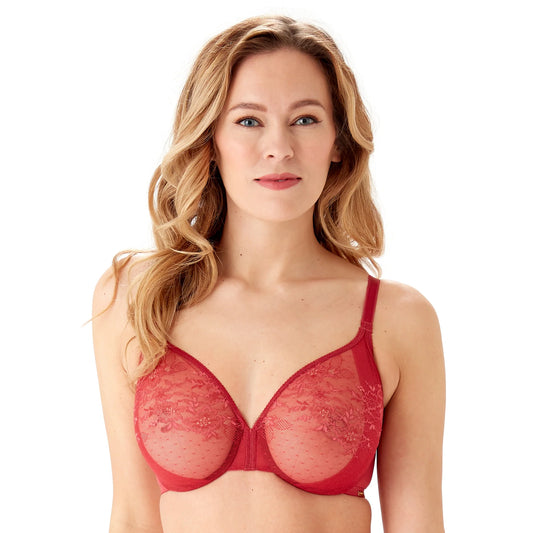 Gossard Glossies Lace Rasberry Blush Sheer Molded Bra-0