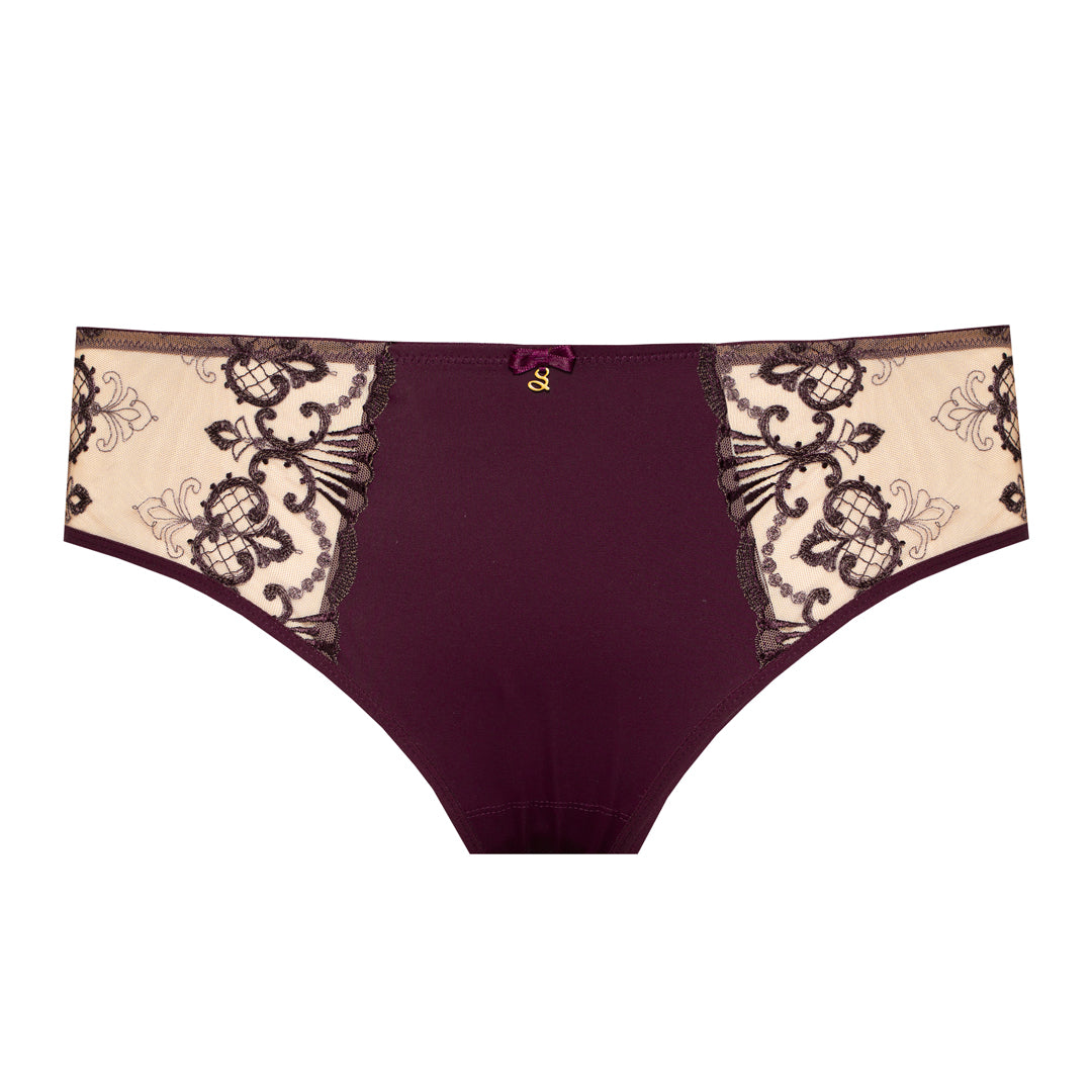 Sheer Mesh Tulle Embroidered Brief Panty Perla Aubergine-3