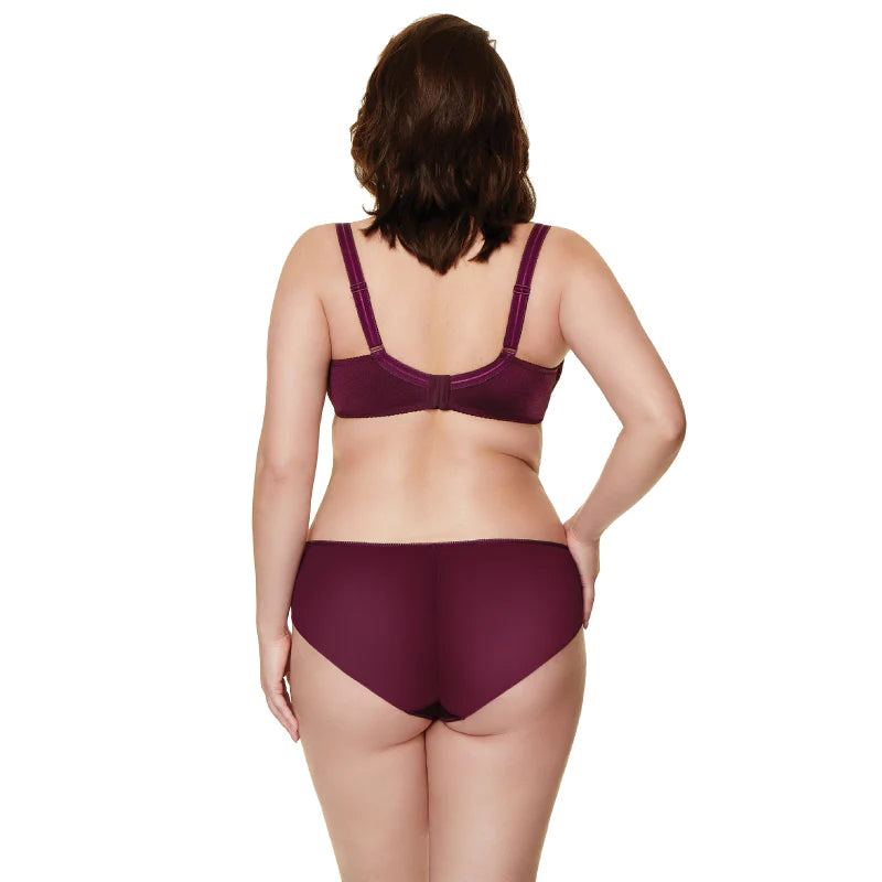 Sheer Lace Balconette Bra Pamela Aubergine