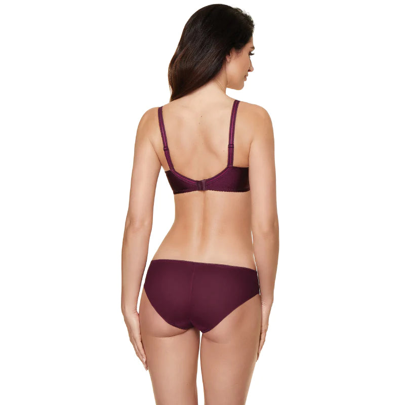 Sheer Lace Balconette Bra Pamela Aubergine