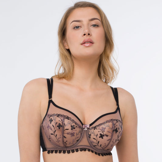 Transparent Embroidered Full Figure Bra Antinea