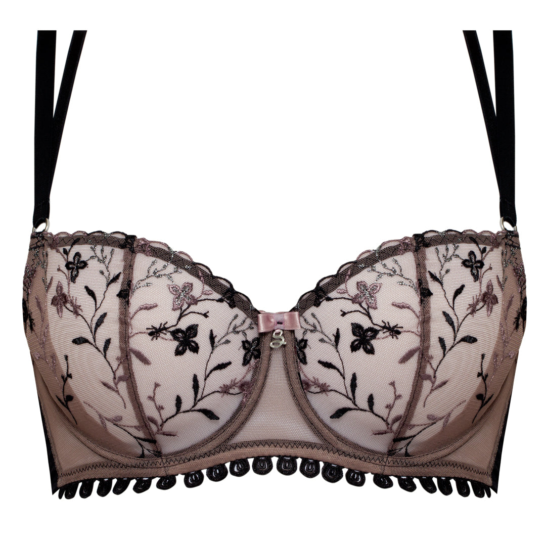 Transparent Embroidered Balconette Bra Antinea