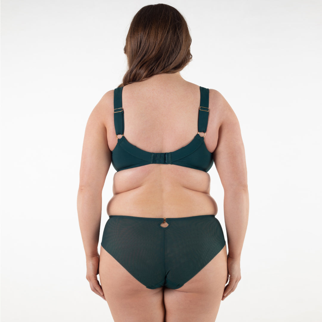 Sheer Mesh Tulle Embroidered Brief Panty Boobie Emerald-6