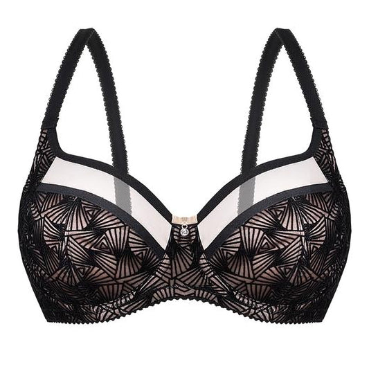 Semi-Sheer Soft Velvet Full Figure Underwire Bra Zoe