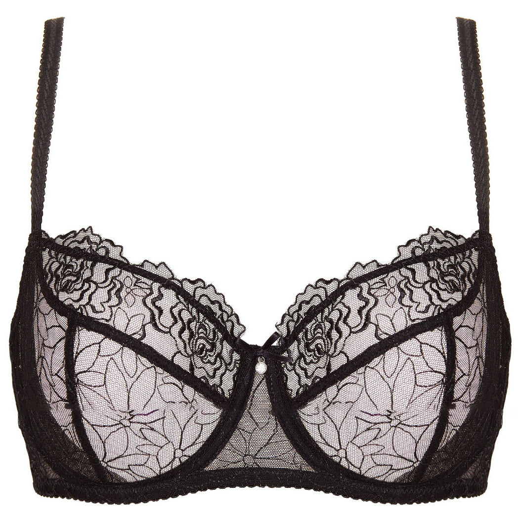 SALE - Sheer Mesh Balconette Bra Gorteks Pamela Black-5