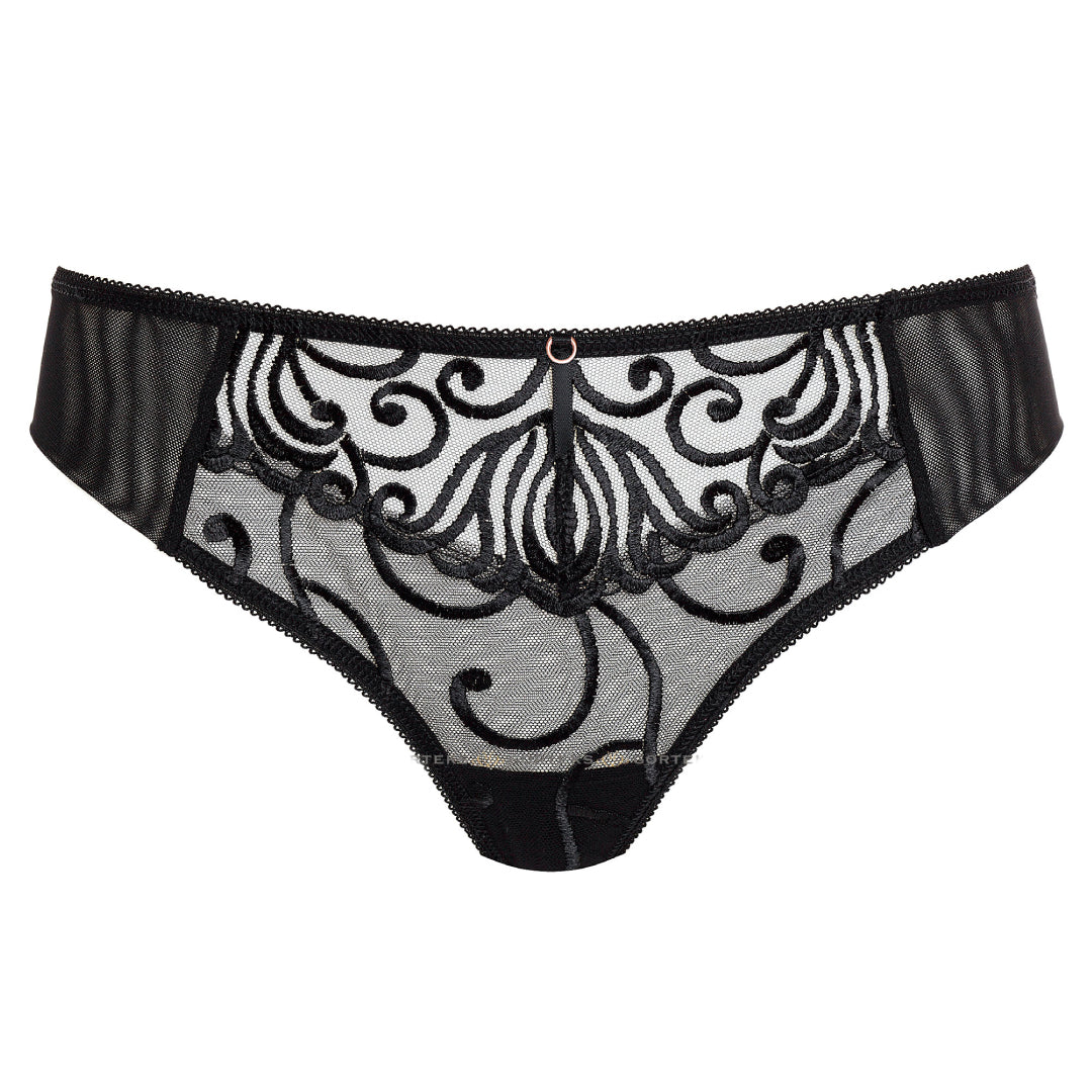 Sheer Thong Panty Gorteks Fiore Black