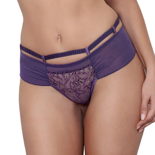 Sheer Lace Brazilian Thong Panty Axami Miami Vibe Purple-0