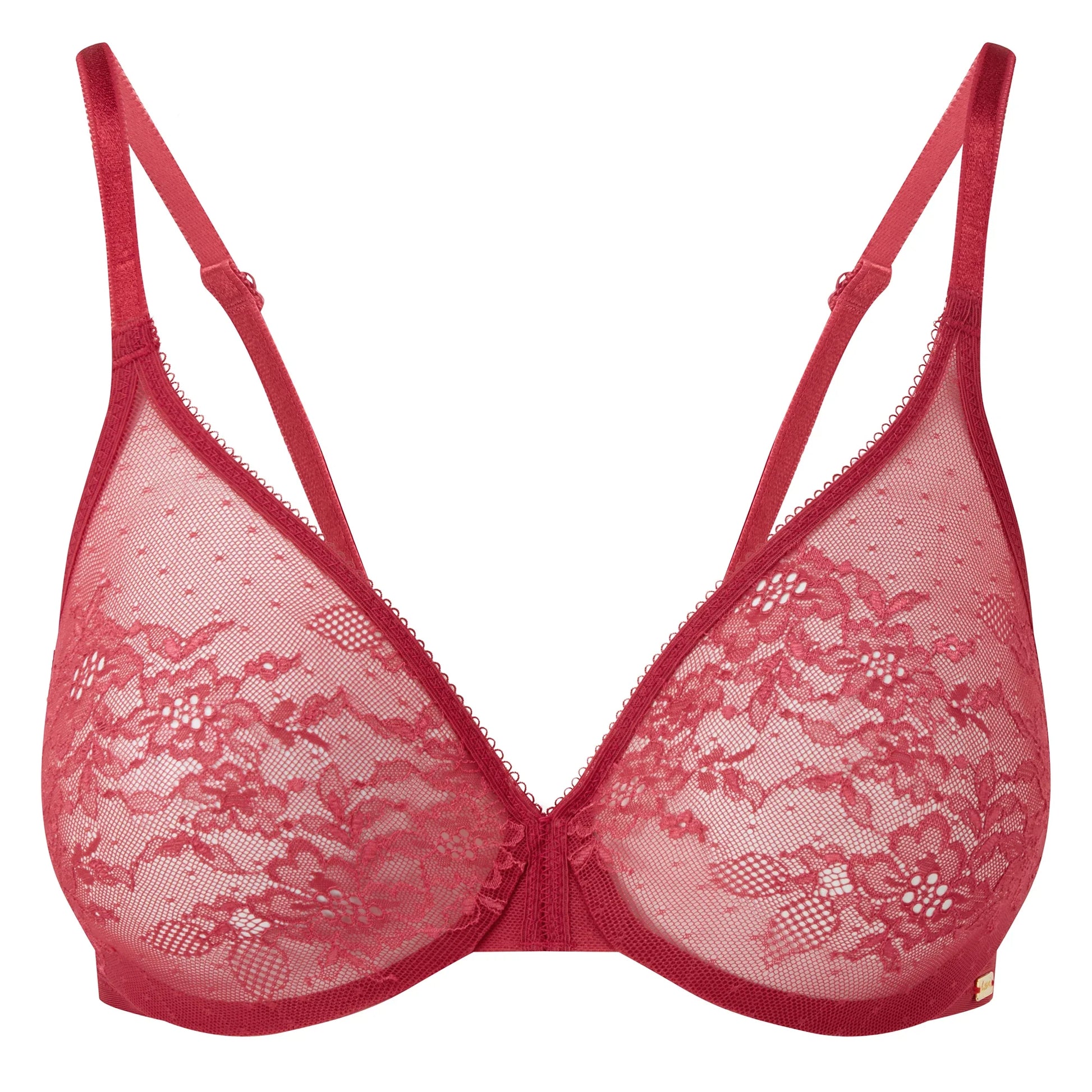 Gossard Glossies Lace Rasberry Blush Sheer Molded Bra-6