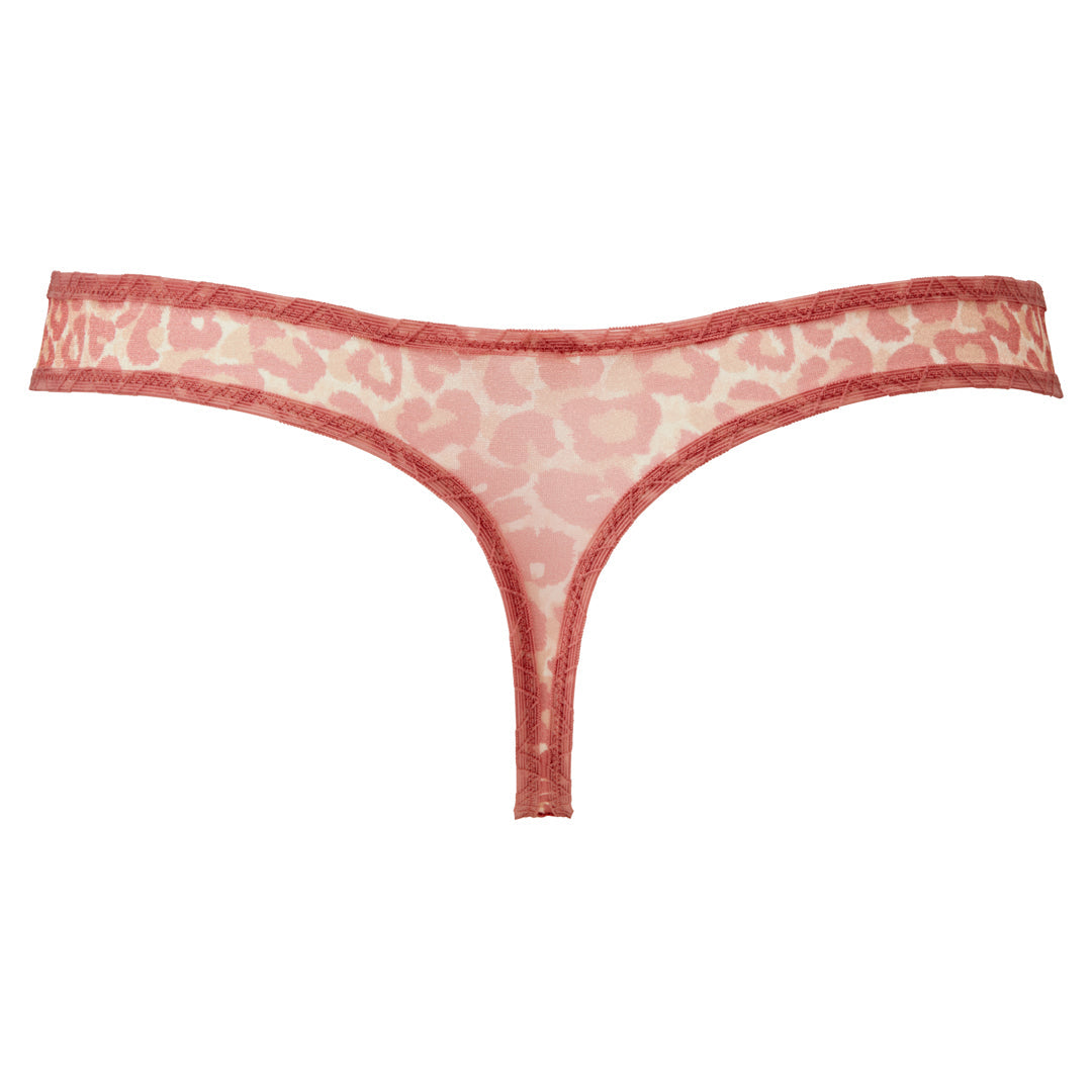 Gossard Glossies Pink Leopard Print Sheer Thong Panty-6
