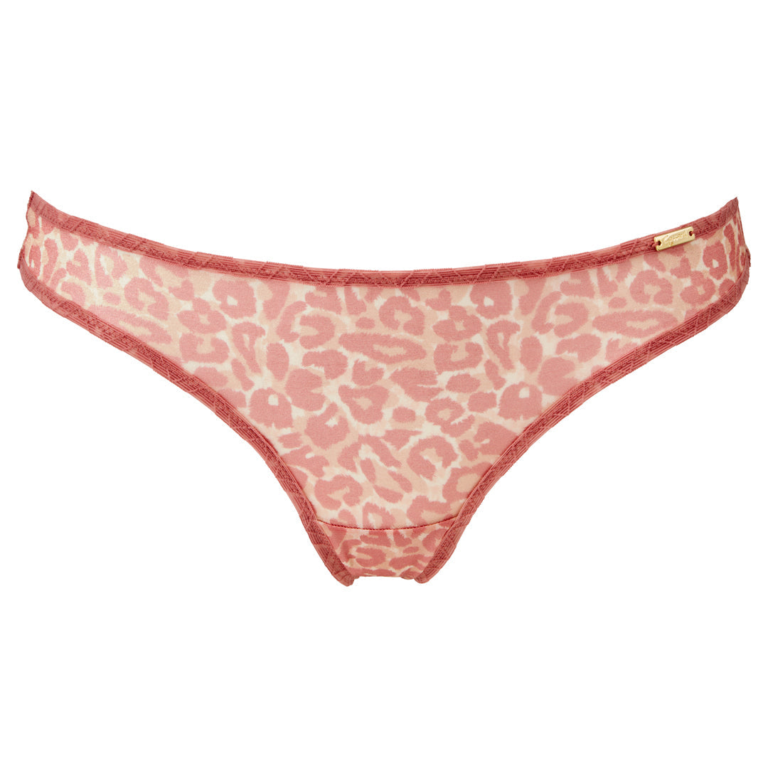 Gossard Glossies Pink Leopard Print Sheer Thong Panty-5