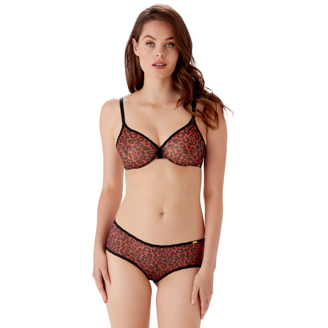 Gossard Glossies Red Leopard Print Sheer Boy Short Panty-5