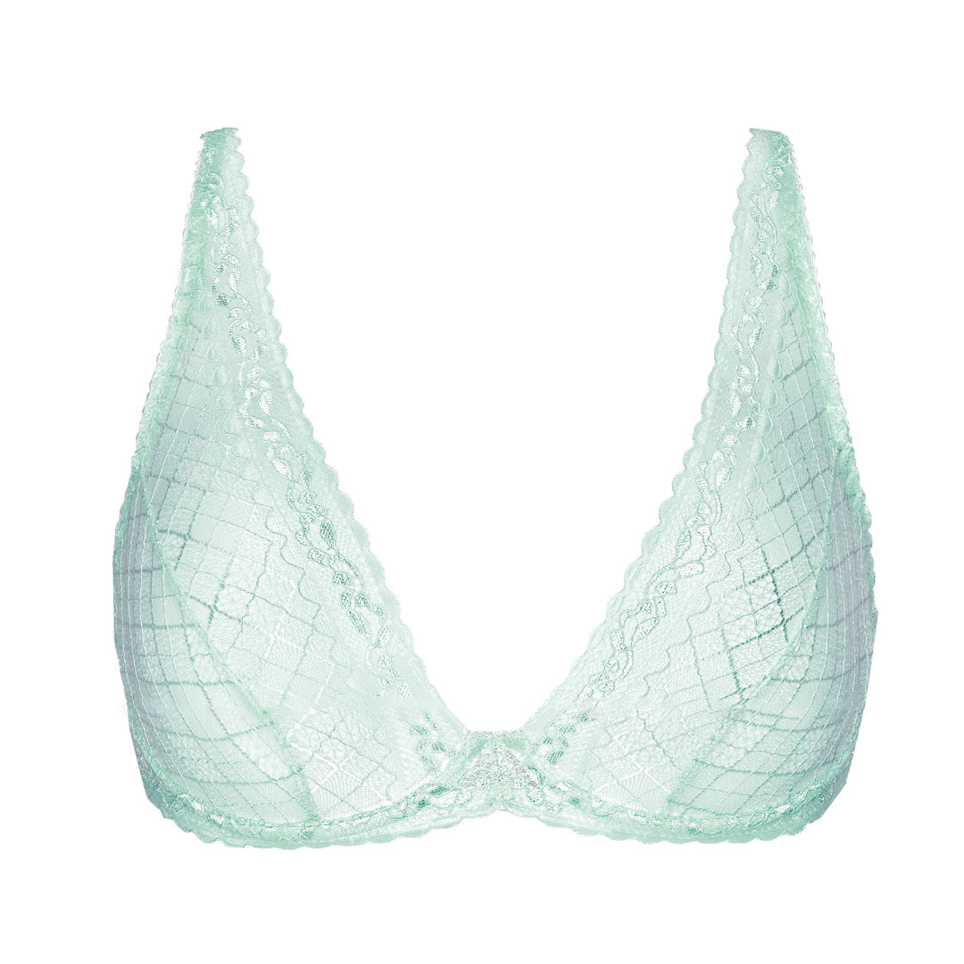 Soft Sheer Mesh Deep Plunge Bra Gorteks Minty-6