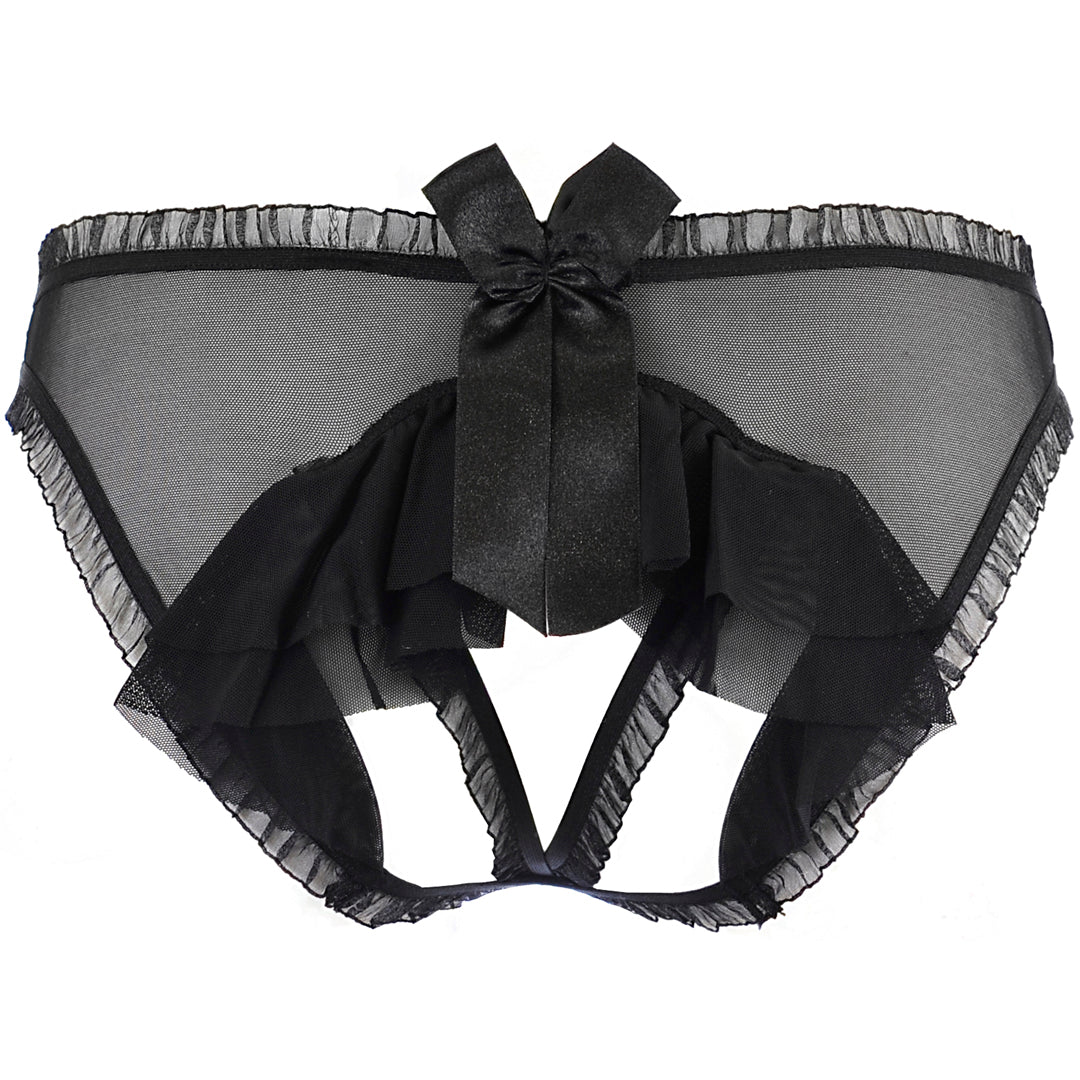 Flirty Ruche Sheer Peek-A-Boo Panty Axami Sweet Angel Black-6