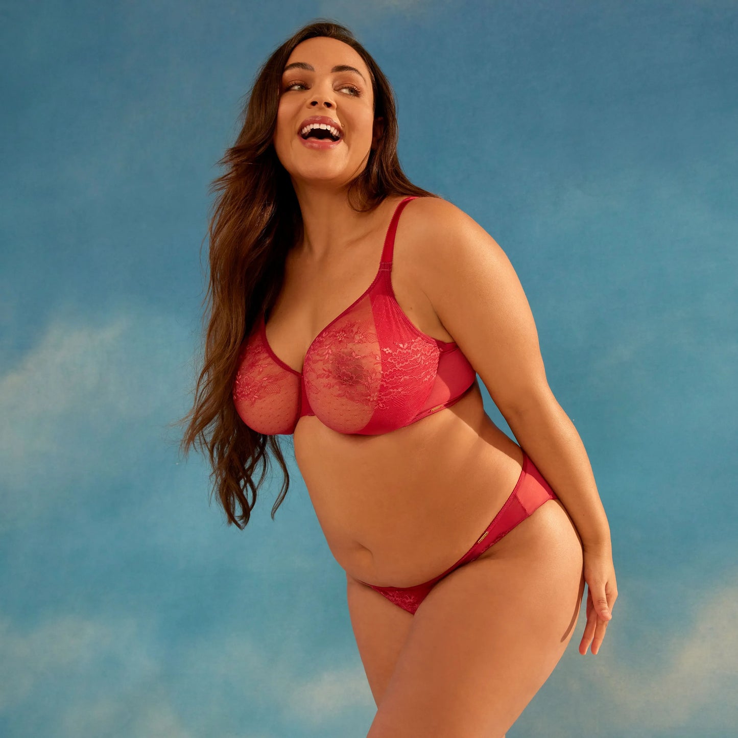 Gossard Glossies Lace Rasberry Blush Sheer Molded Bra-5