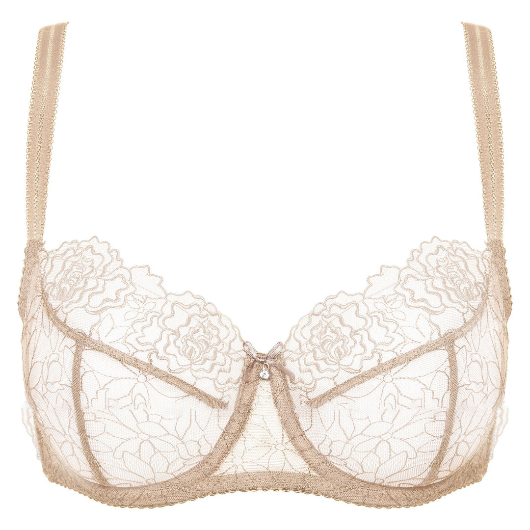 Sheer Mesh Balconette Bra Pamela Cappucino-7