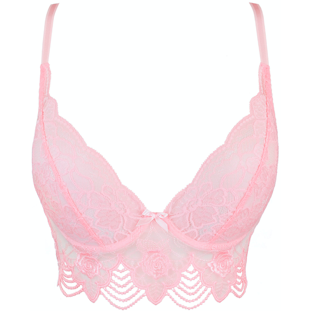 Sheer Lace Longline Plunge Bra Axami Seductive Rose-6
