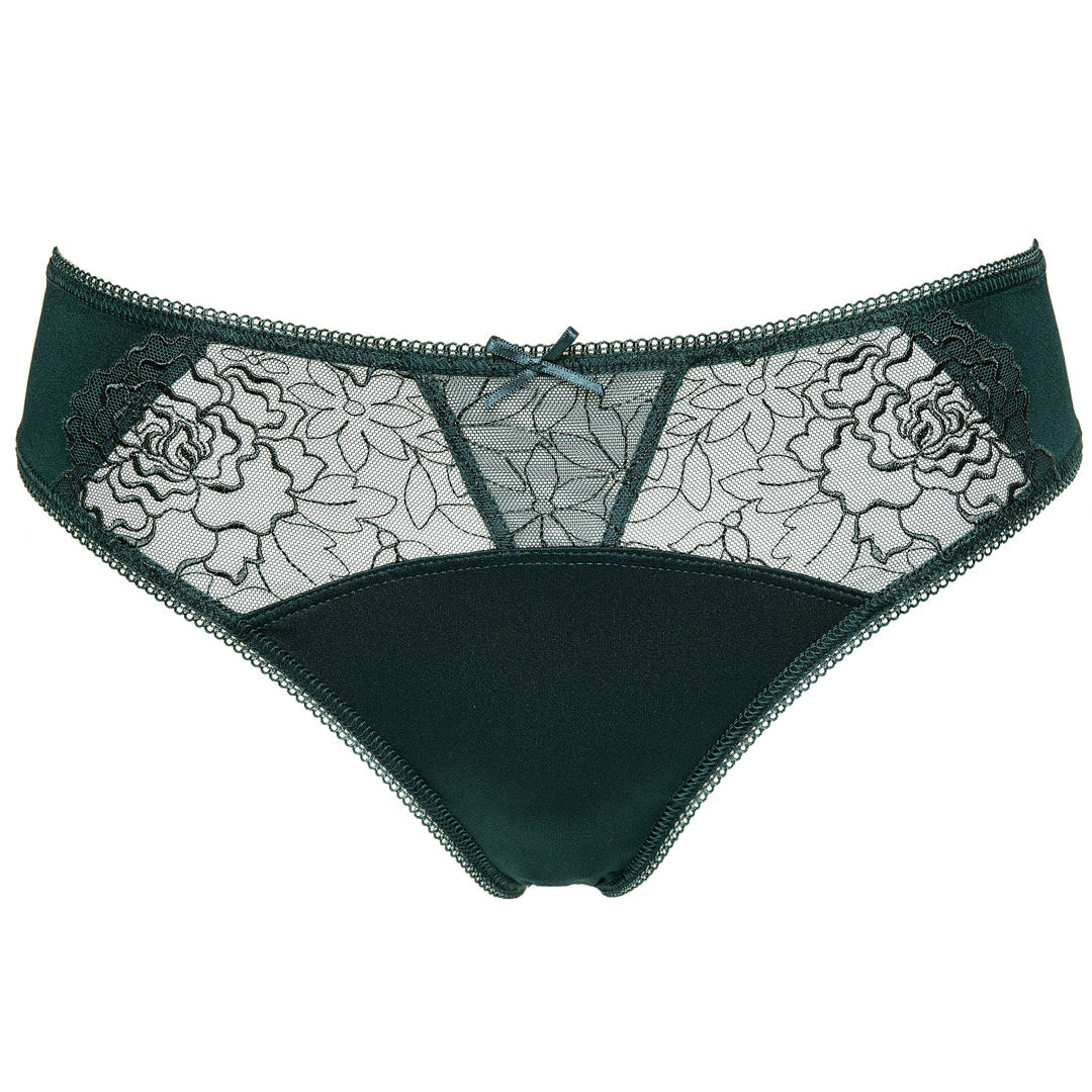 Semi Sheer Low Rise Bikini Panty Pamela Pine Green