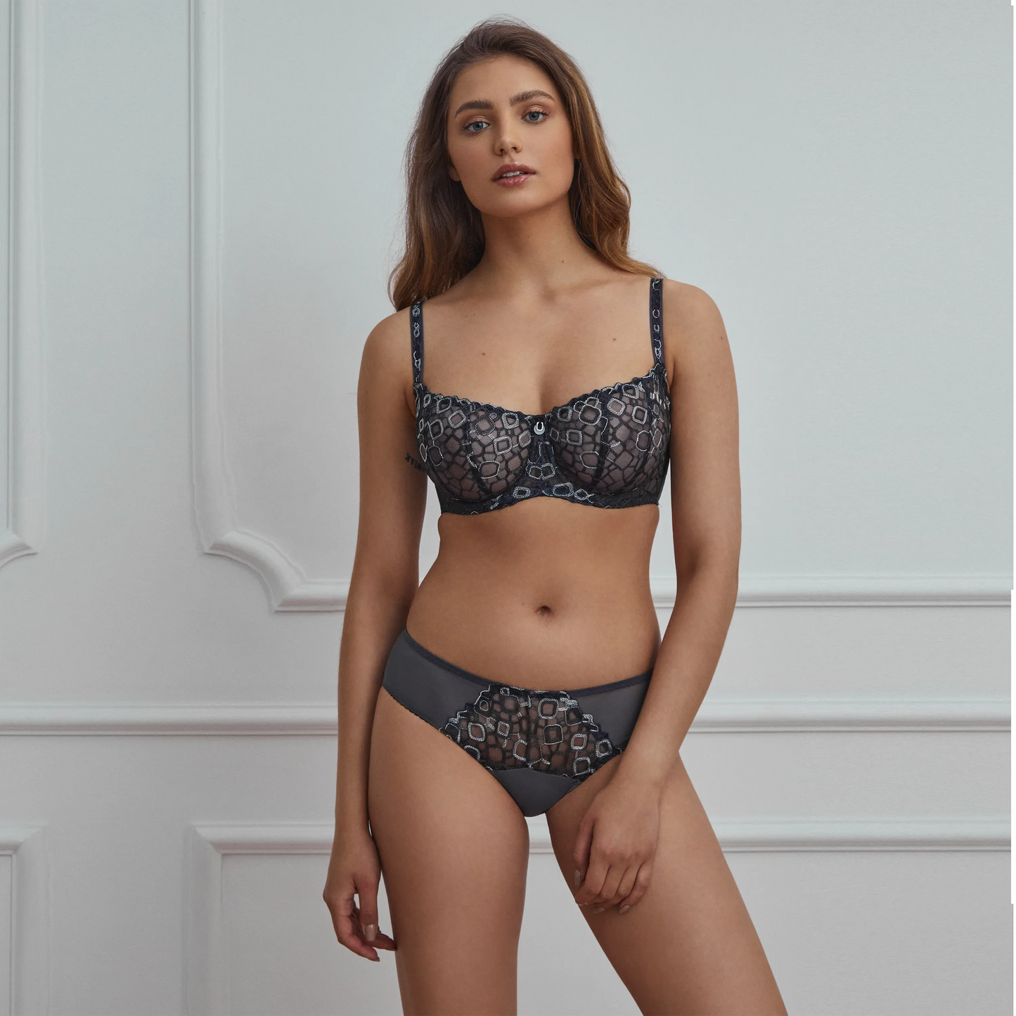 Sheer Embroidery Balconette Bra Sharon-3