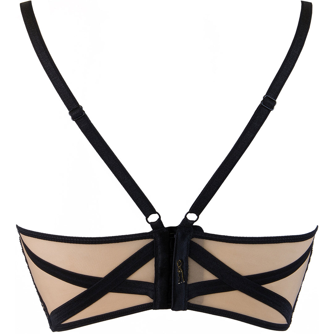 Sheer Lace Longline Plunge Bra Axami Golden Dream-6