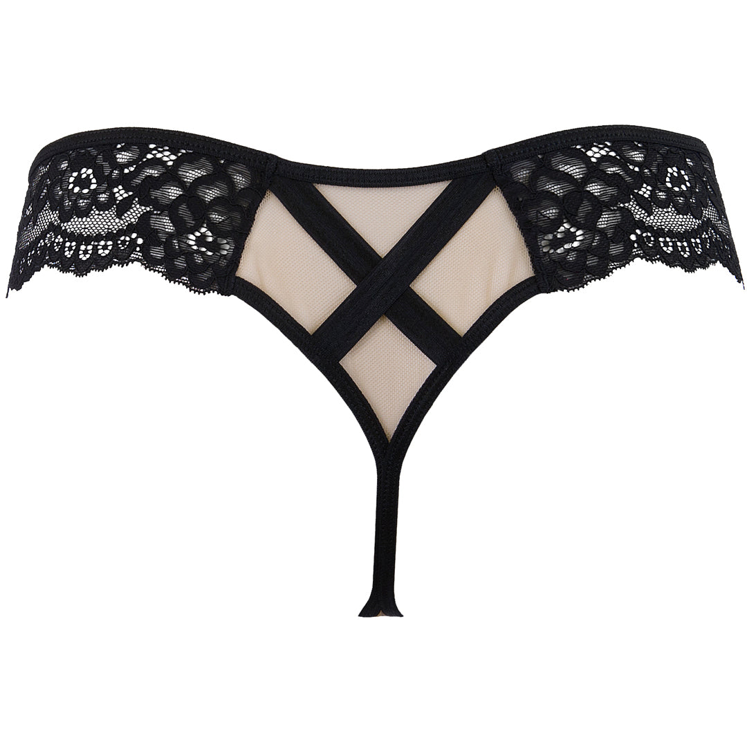 Sheer Mesh Lace Thong Panty Axami Golden Dream-5