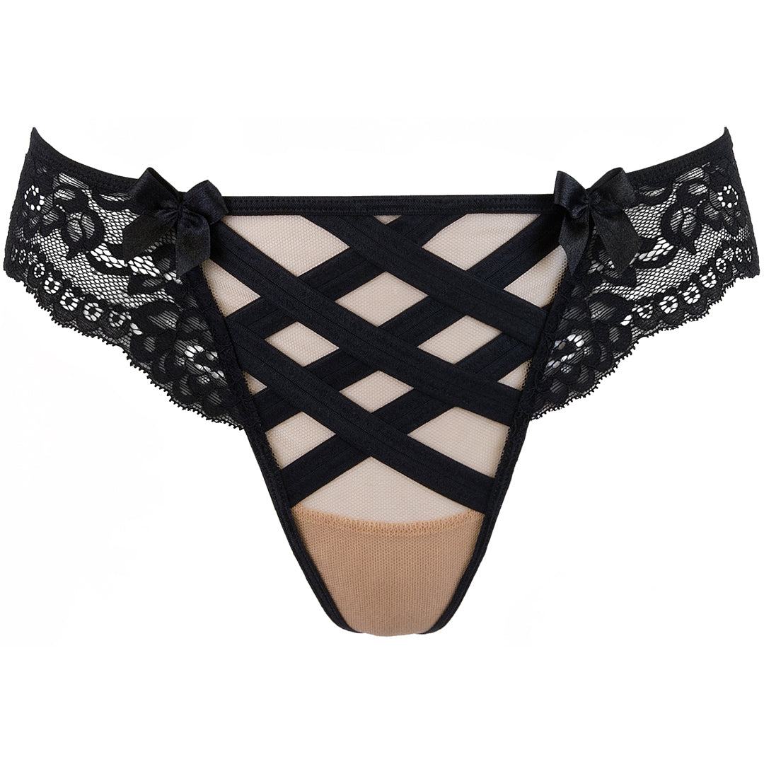 Sheer Mesh Lace Thong Panty Axami Golden Dream-6