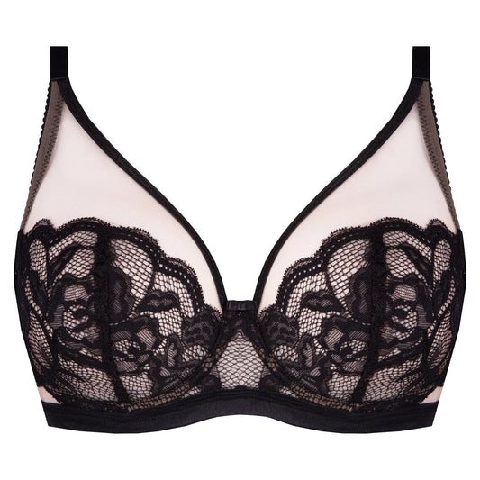 Sheer Mesh Lace Plunge Bra Carmella