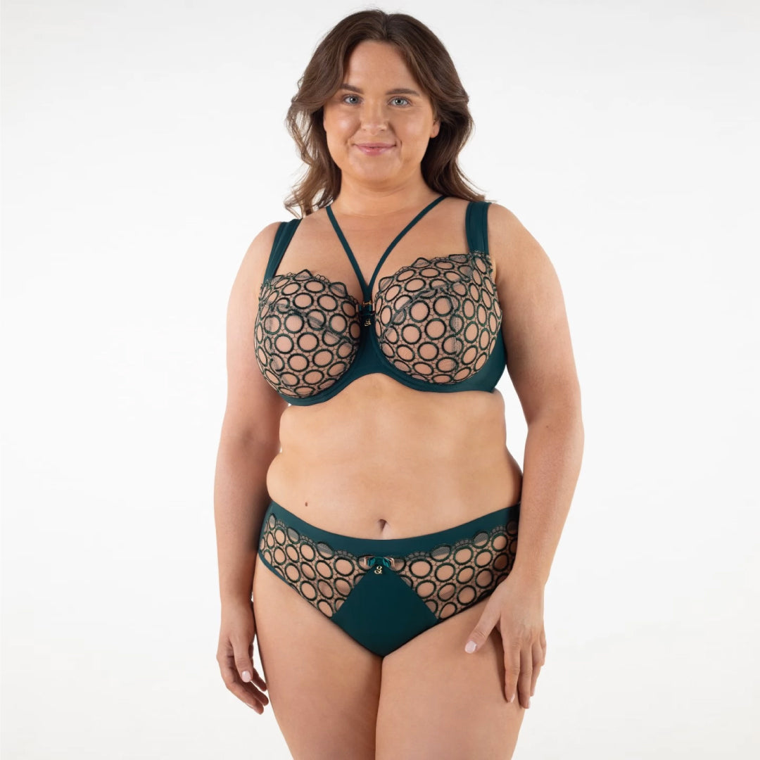 Sheer Mesh Tulle Embroidered Brief Panty Boobie Emerald-5
