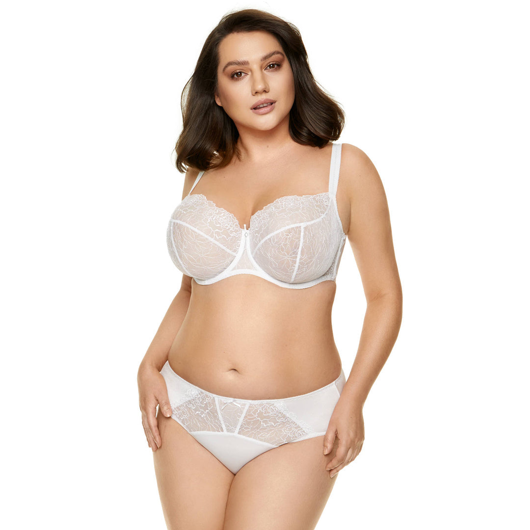 SALE - Sheer Lace Balcony Bra Gorteks Pamela White-7