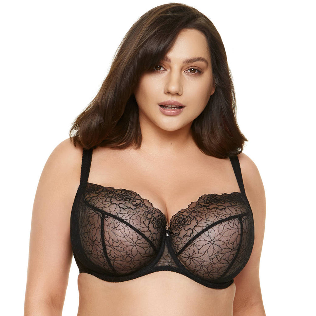 SALE - Sheer Mesh Balconette Bra Gorteks Pamela Black-4