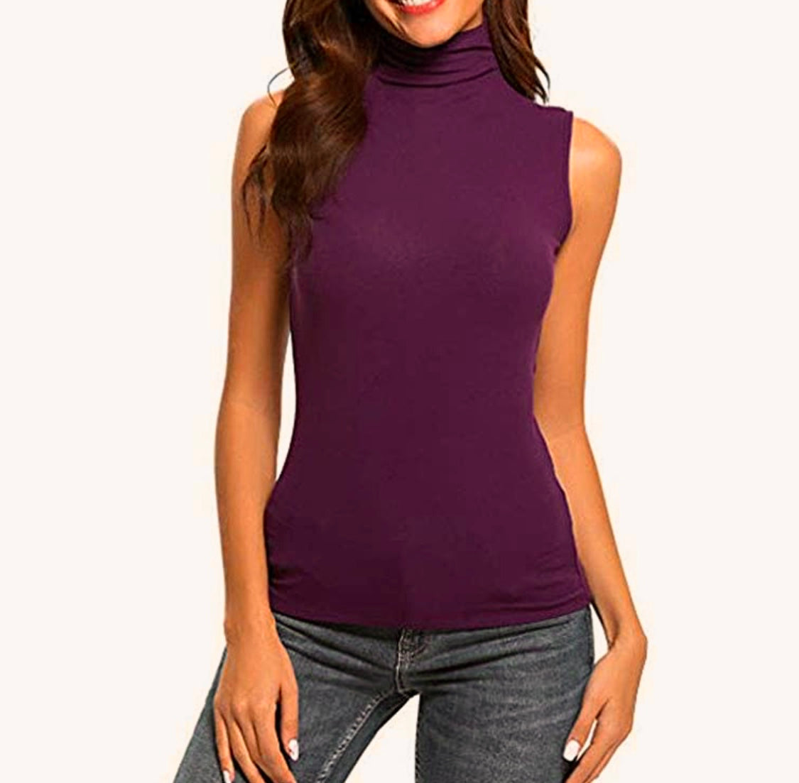 Lavinia Soft Stretch Mock Neck Sleeveless Top-8