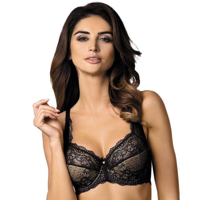 Semi Sheer Lace Padded Bra Gorteks Scarlet Black-0