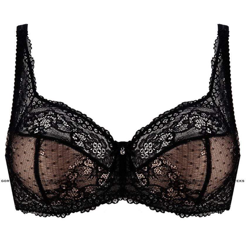 Semi Sheer Lace Padded Bra Gorteks Scarlet Black-2