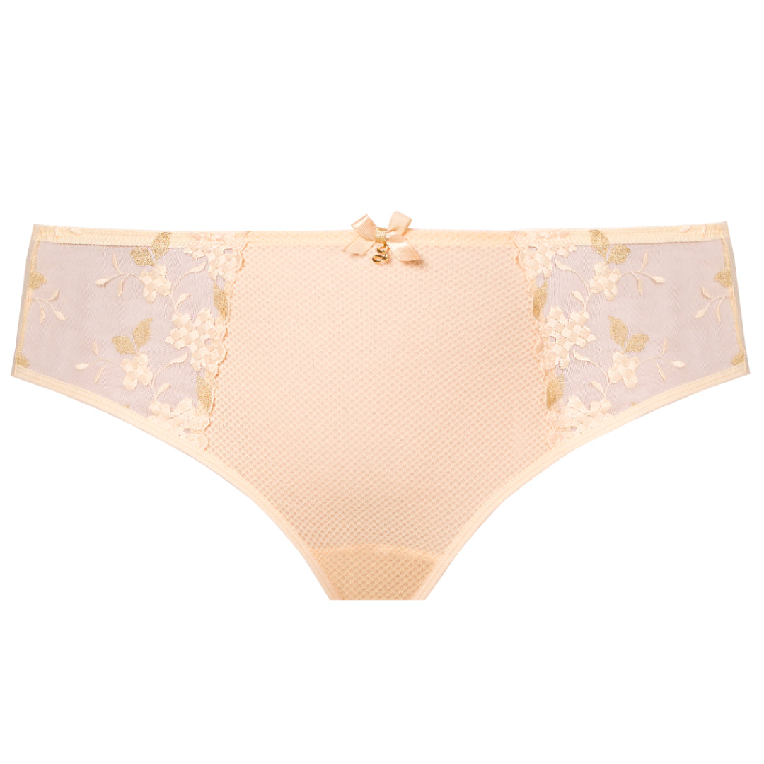 Sheer Mesh Tulle Embroidered Brief Panty Valeria Biscuit